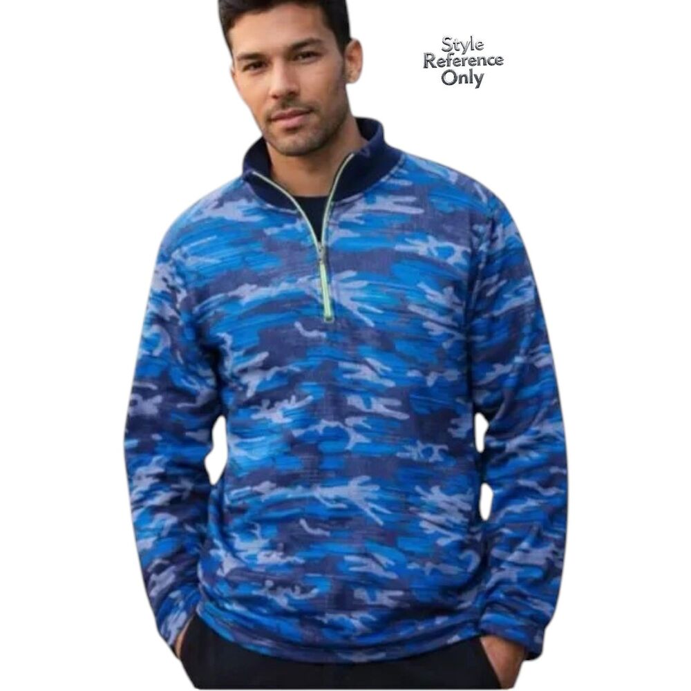 Robert Graham Camo Jacquard Quarter Zip Cotton Pullover Sweater Size M